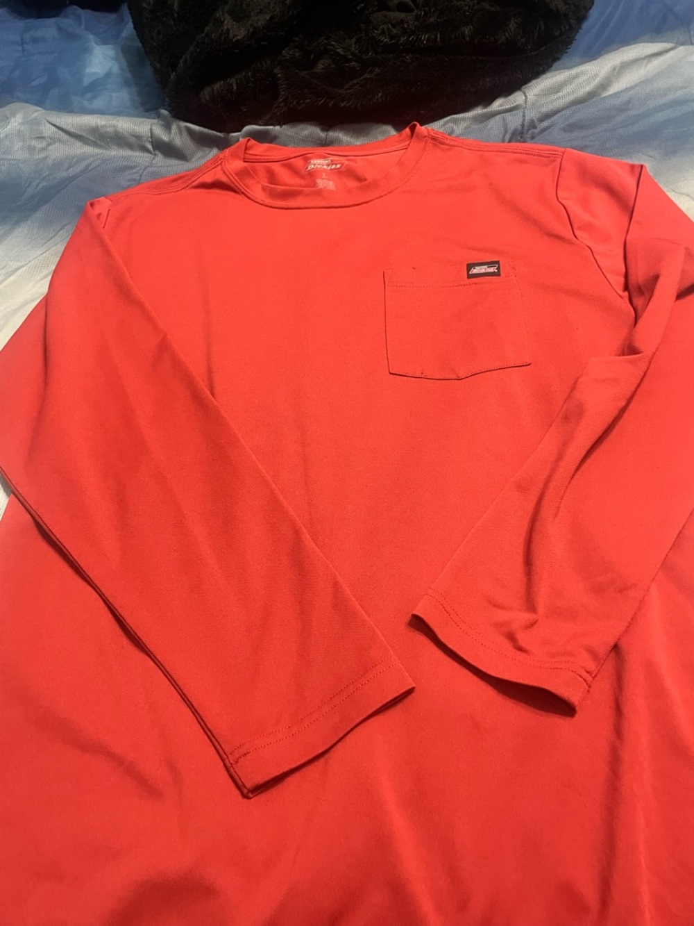 Dickies Red Long Sleeve Pocket Crew Shirt